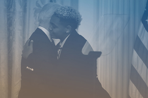 A photo of President Biden hugging